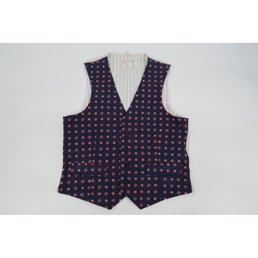 Black Fleece Brooks Brothers Vest Mens BB1 Navy Medallion Striped Waistcoat
